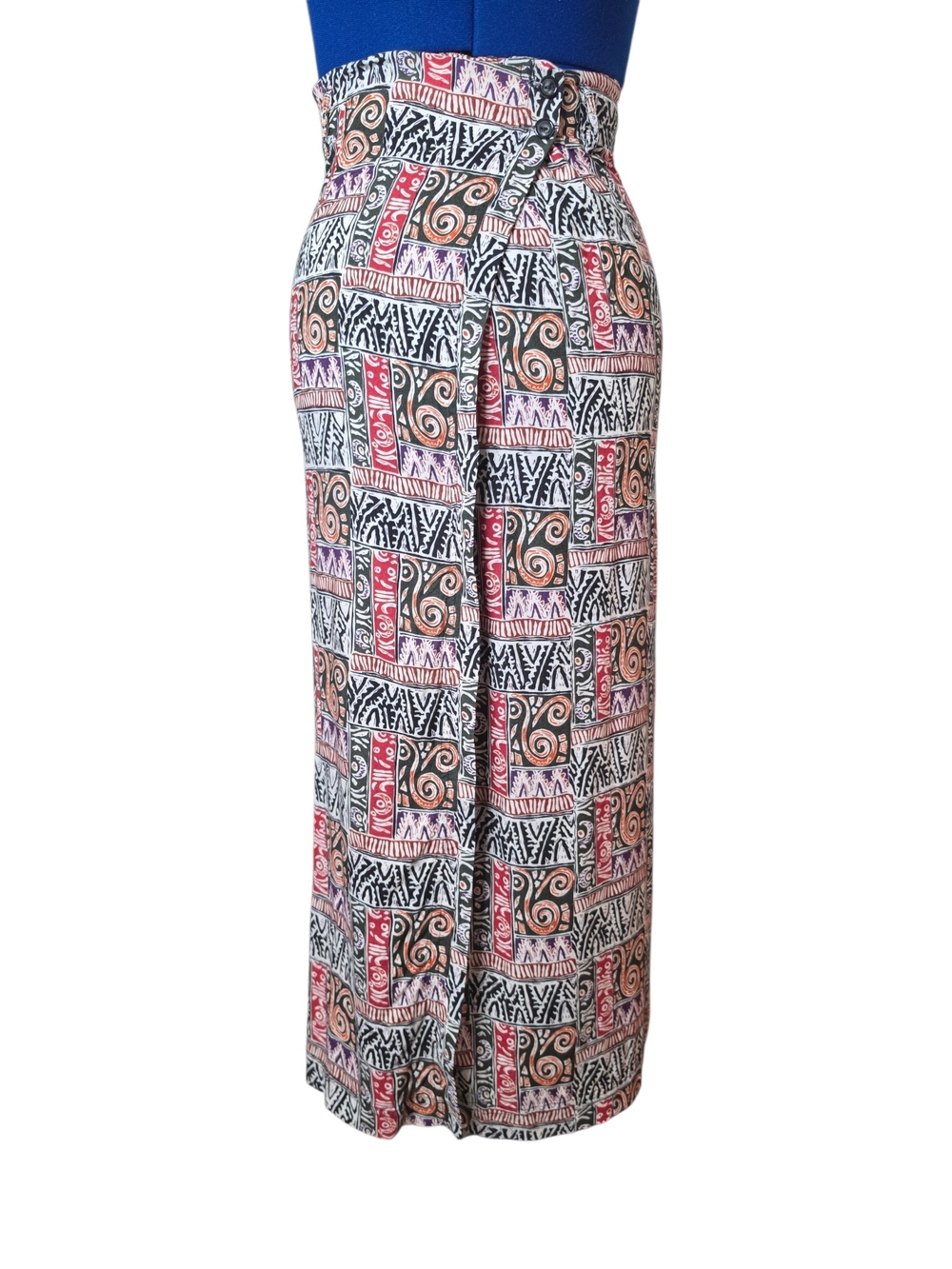 Vintage Pastille Tribal Print Midi Wrap Skirt